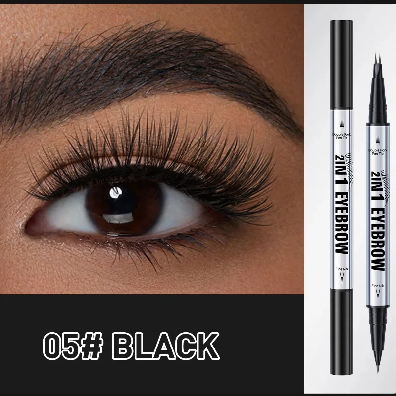 

Two-in-one Liquid Eyebrow Pencil Two-pronged Eyebrow Pencil Waterproof Curved Eyebrow Pen With Fork And Precise Brush Tip