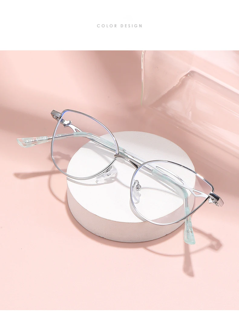 Modische Anti-Blaulicht-Lesebrille für Damen aus Metall mit hochauflösender Anzeige der jugendlichen Lesebrille 9792 – Detail 12