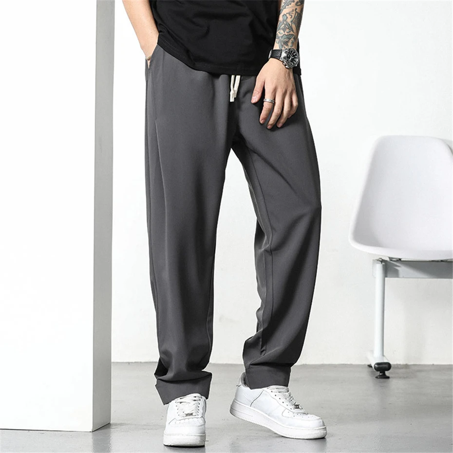 Solid Color Jogger Pants Men Plus Size 6XL Pants Spring Autumn Fashion Casual Elastic Waist Trousers Male