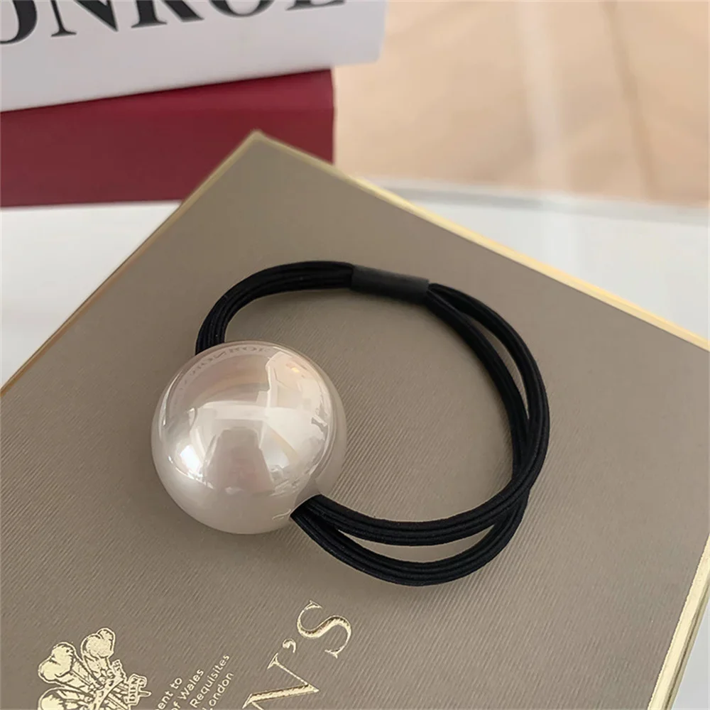 Fashion Gold Silver Metal Ball Elastic Hair Tie Simple Bead Rubber Band Stretch Ponytail Holder Korean Style Hair Band Hair Ring