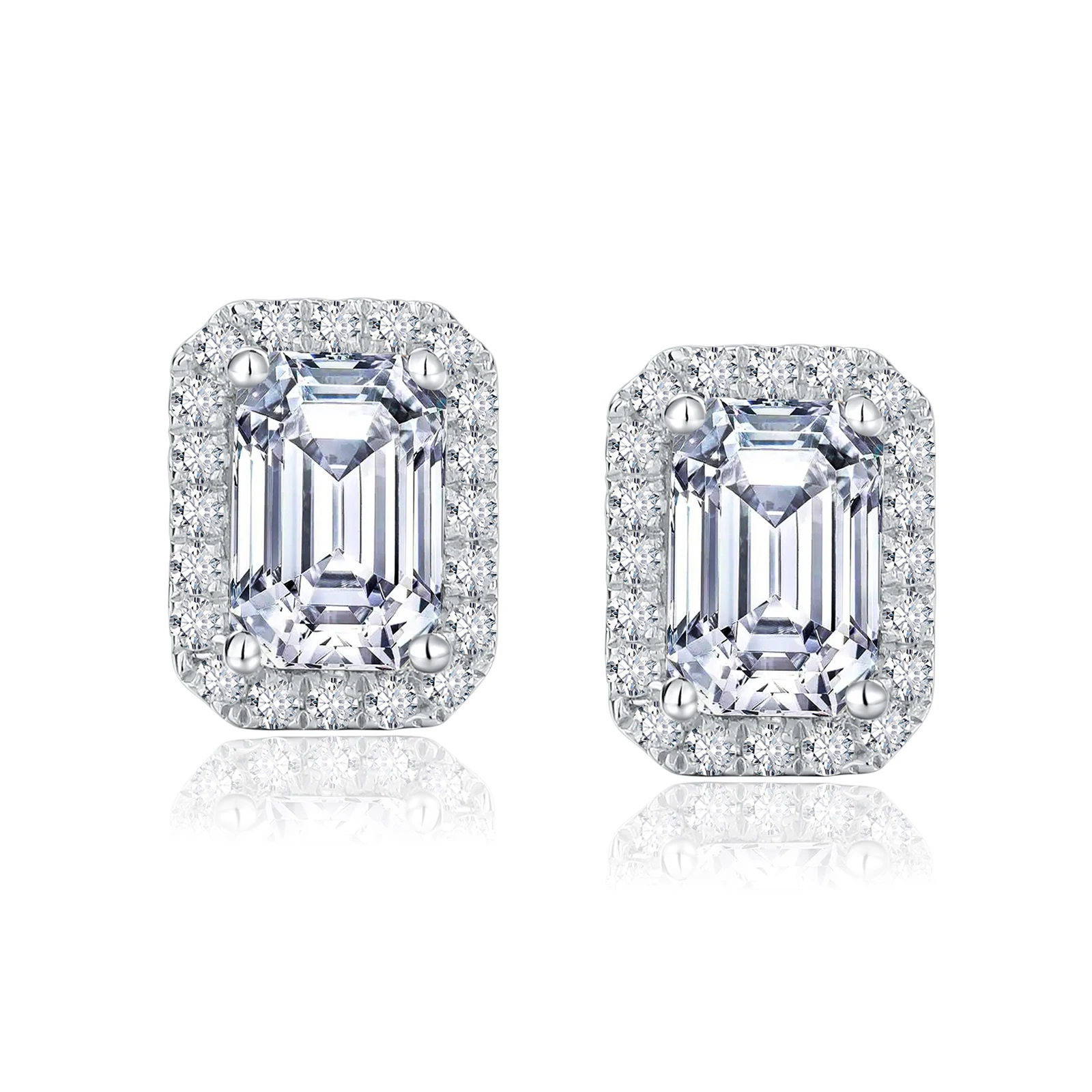 

SEASKY 925 Sterling Silver Moissanite Studs Earrings for Women 1.5ct D Color Emerald Cut Sparkling Diamond Earrings Fine Jewelry