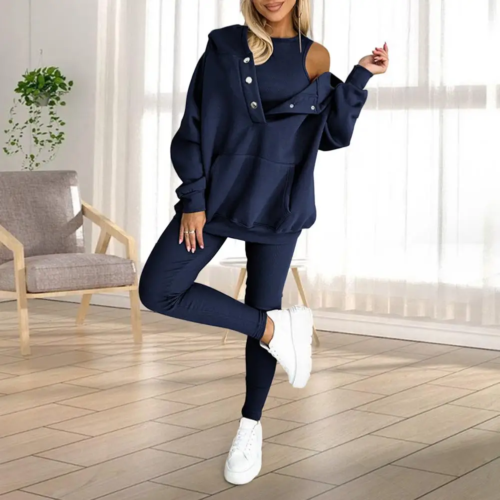 Long-sleeve Hooded Set Women\'s Hooded Sweatshirt Joggers Set Tracksuit for Spring Comfortable Sweatsuit Outfit Sweatshirt Pants