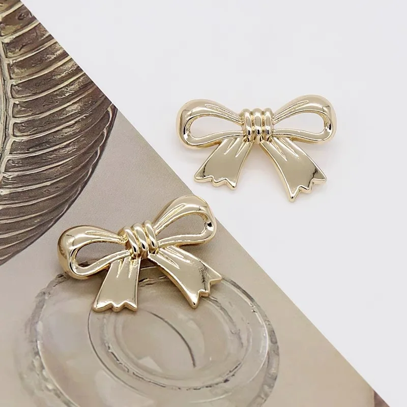 10pcs Fashion Gold Bow Sew Buttons Women's Clothing Decoration 18/20/28/30mm Button Hand Sewing Accessories