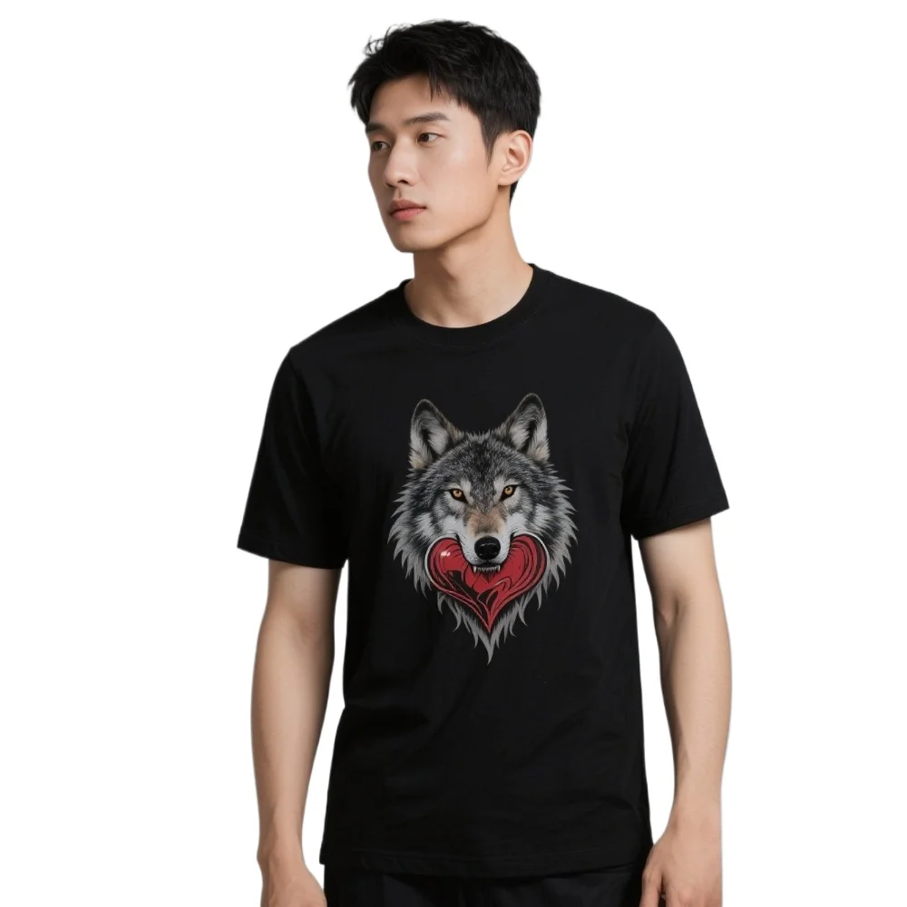 

Spirit of A Wolf Heart of A Dragon T-Shirt 100% Cotton O-Neck Summer Short Sleeve Casual Mens T-shirt Size S-3XL