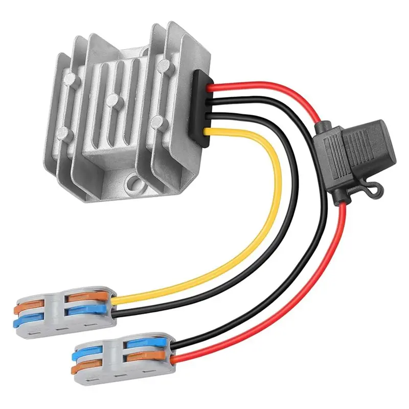 B23B Waterproof 9-36V DC/DC 12V 5A Port Converter, Voltage 60W Max Buck Step Down Converter Featuring Fuse& Terminal Block