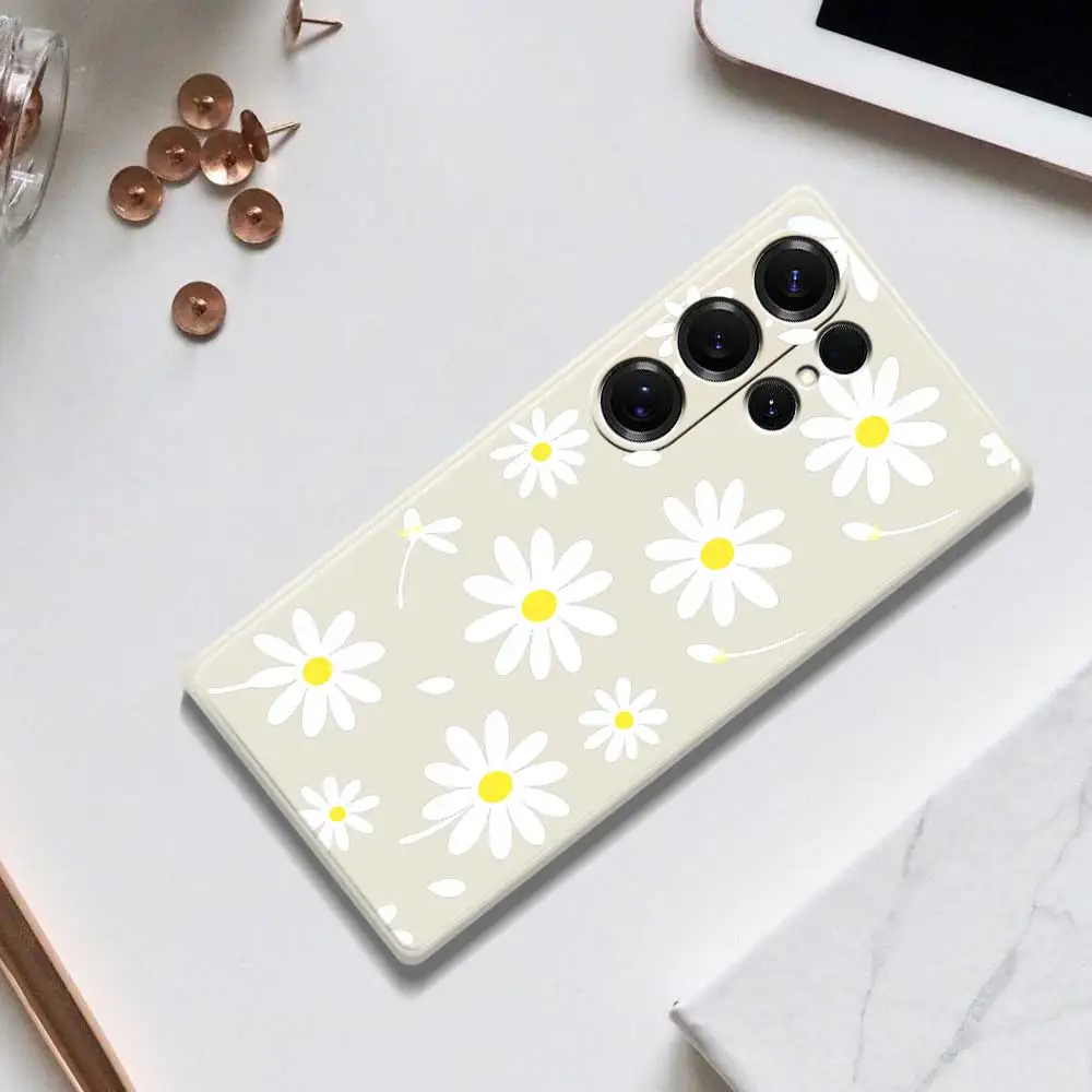Daisy Flower Mobile Phone Case For Samsung Galaxy S25 S24 S23 S22 S21 S20 Ultra Plus S24FE S23FE S22FE S21FE Silicone Cover