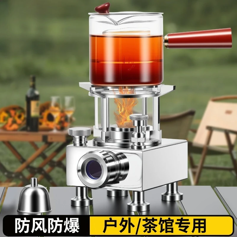 

Outdoor Portable Tea Boiler Boiling Water Warm Wine Dry Boiler Stainless Steel Camping