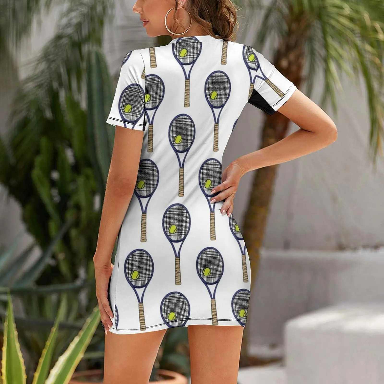 Tennis Racket Short Sleeved Dress women's clothing trend 2025 luxury woman evening dress