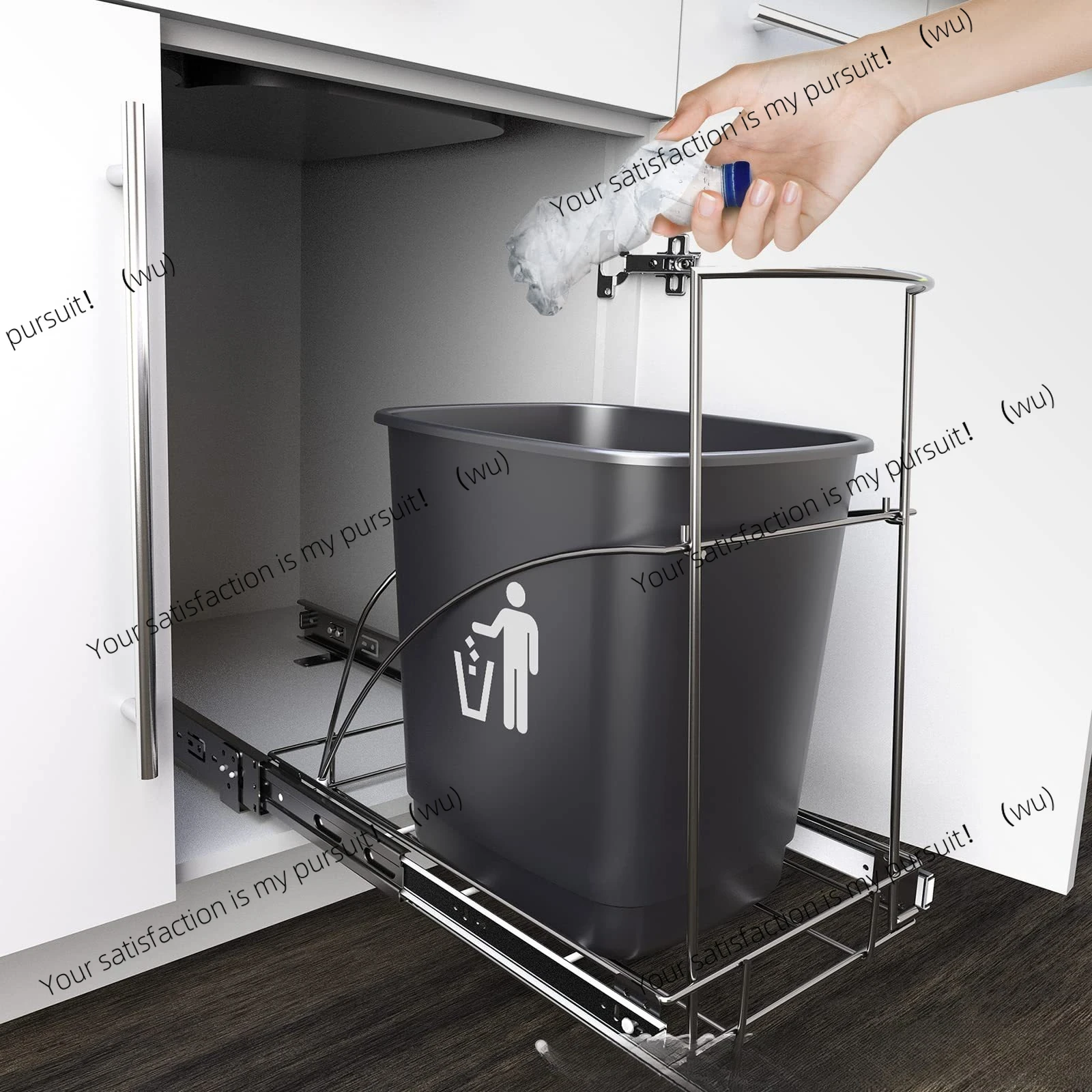 Cabinet garbage slide rack, drop-down trash can rack,