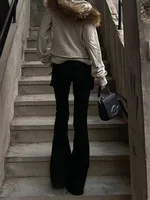 Women Dark Academia Goblin Core Long Trousers Gyaru Goth Low Rise Flare Pants Y2K Streetwear Stretch Japanese Harajuku Grunge - Image 3