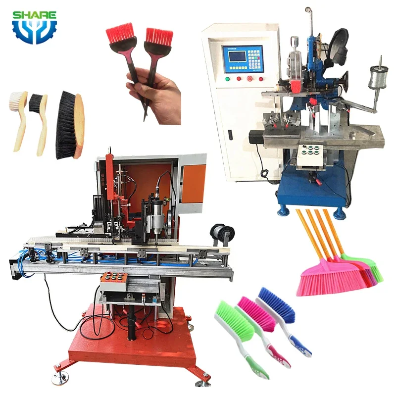 

Plastic Broom Filament Drilling Tufting Machine Wood Handle Brush Fixing Making Machine