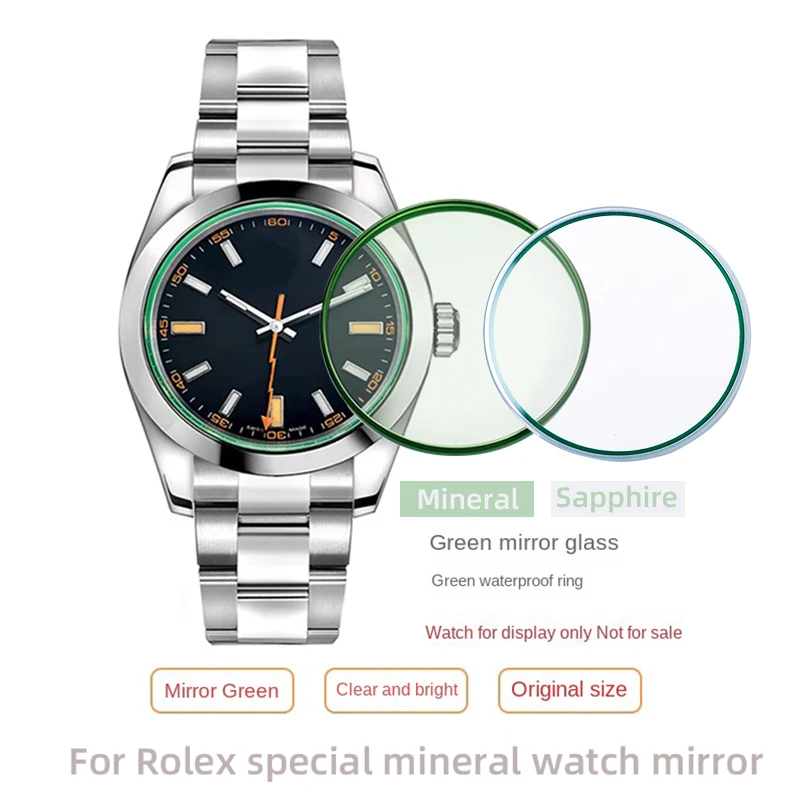 

32.65x1.8mm Mirror Sapphire / Mineral Glass with Slot for Milgauss Rolex 116400GV Green Glass Flat Dial Cover Sealing Gasket