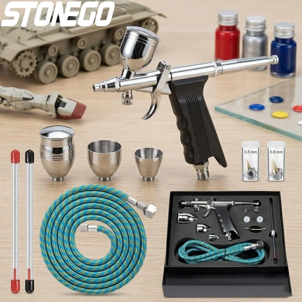 

Набор аэрографов с двойным действием, иглы 0,3 мм, 0,5 мм, 0,8 мм, колбы 2 мл, 5 мл, 13 мл для ногтей, тортов, татуировок