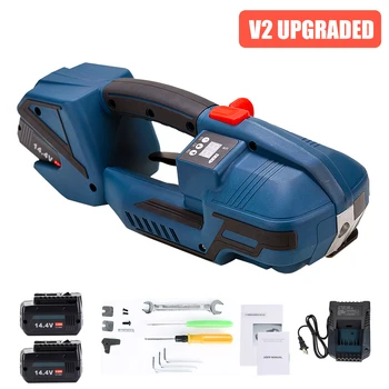 Upgraded Portable V2 Electric Strapping Machine 3200N Battery Powered Automatic Banding Machine PackageTool for 13-16mm PET PP belt
