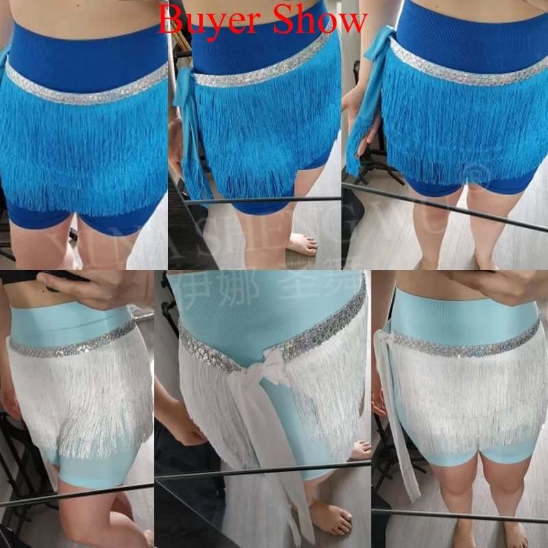 Belly Dance Tassel Waist Chain Female Indian Dance Costume Three-layer Fringed Tassel Short Skirt Latin Dance Practice Costume