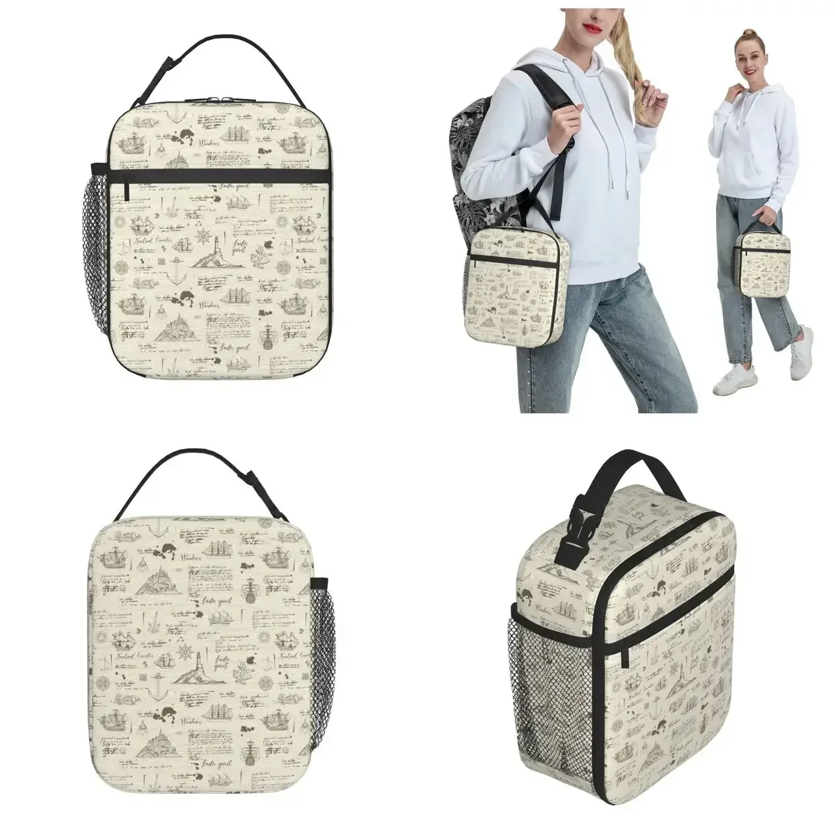 Ocean Anchor Sailor Sea Thermal Insulated Lunch Bags for School Sailboats Portable Food Container Bag Cooler Thermal Lunch Boxes