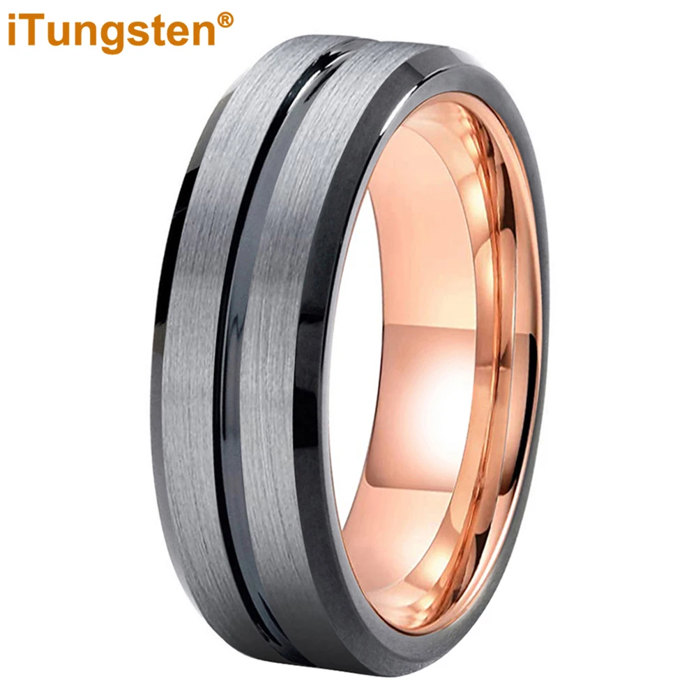 iTungsten 8mm Tungsten Carbide Ring Men Women Mother's Father's Day Fashion Gift Jewelry Domed Brushed Finish Comfort Fit