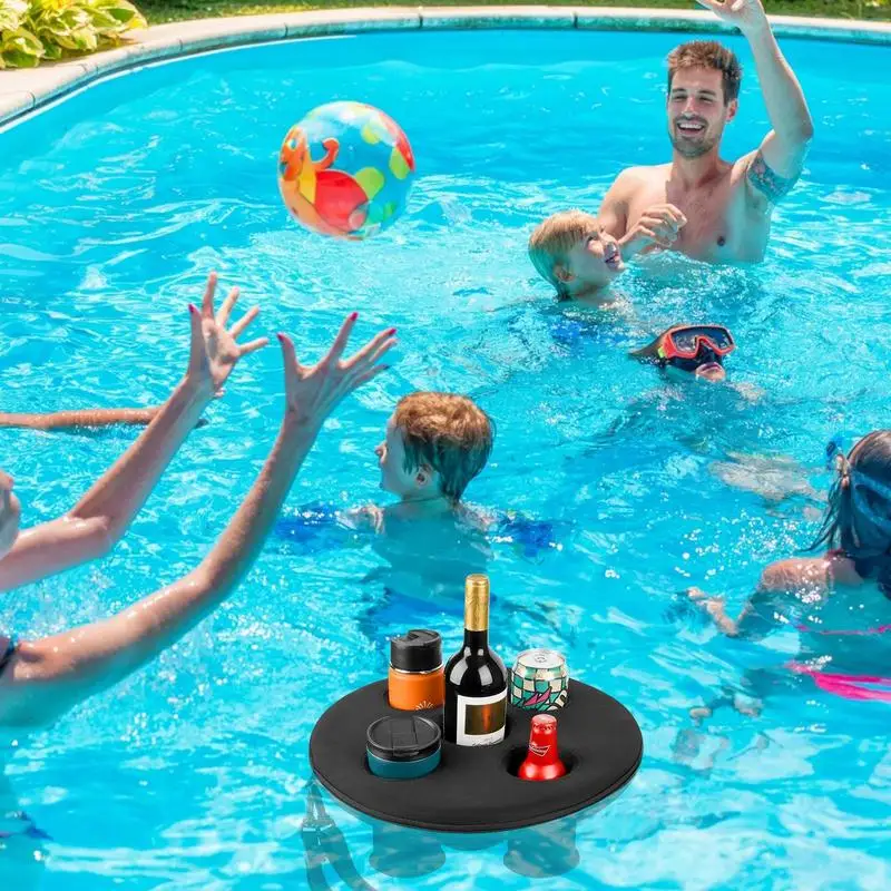 

Hot Tub Drink Float With 5 Holes Pool Floating Tray Floating Drink Holder Pool Float Beer Table Pool Inflatable Coaster