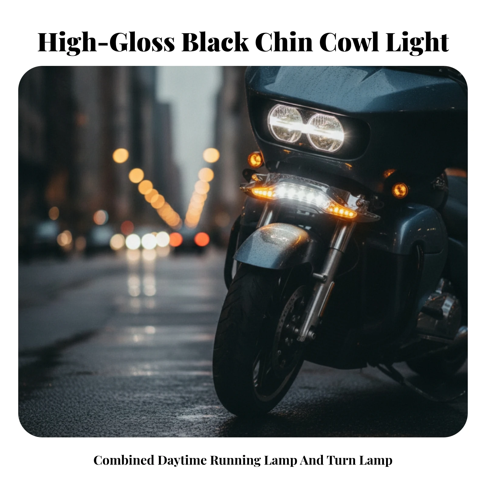 Front Lower Chin Light Assembly Long-Lasting Chin Spoiler Light with LED Array Blinkers Streamlined
