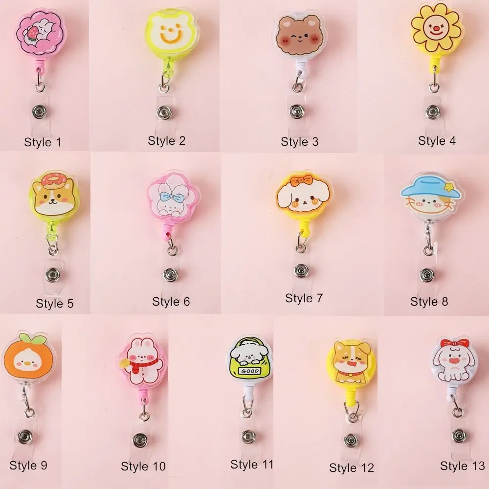 Easy To Pull Badge Holder Clips Cute Colors Name Card Retractable Badge Reel Exhibition Enfermera Cartoon ID Card Holder