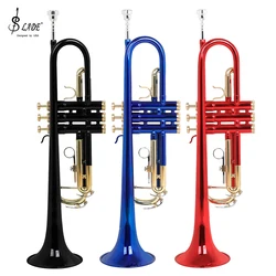 SLAD Professional Trumpet B-Flat Trumpet Set Brass Body Colorful Gold Key Red Blue Black Trumpet Brass Instrument for Practicing