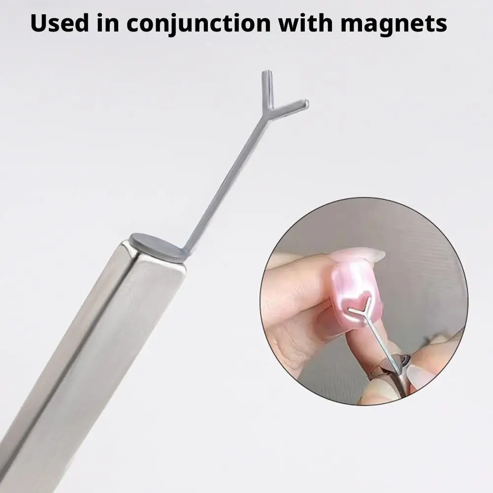 Clipe de papel magnético para unhas, ímã de olho de gato, ferramenta de fio de ferro, unha vestível em forma de coração, exclusivo para técnico de unhas