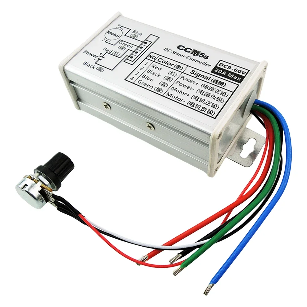 Stepless PWM DC Motor Driver Speed Controller DC 9V-60V 12V 24V 60V 20A DC Motor Controller PWM Speed Regulator