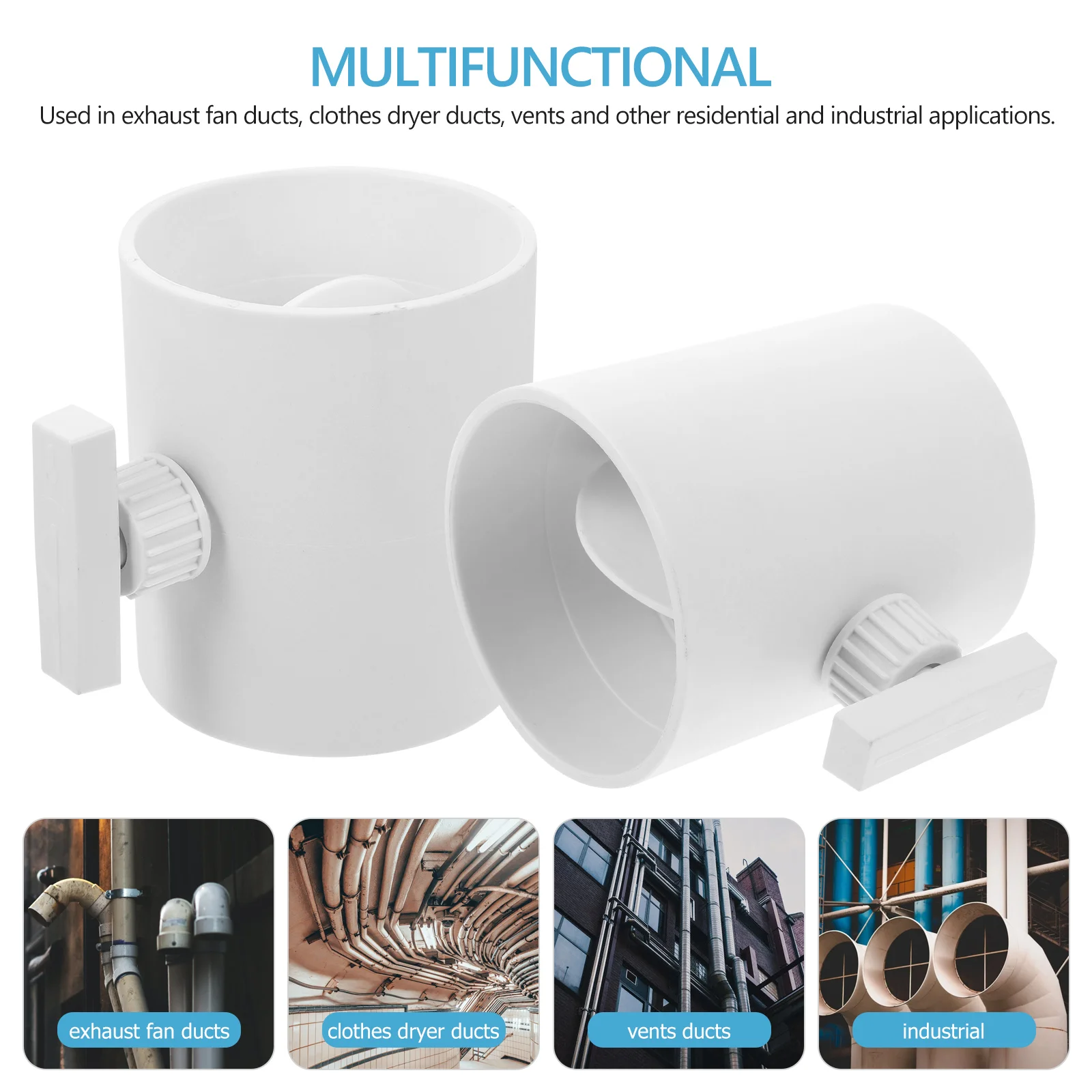 Ducting Insert for Bathrooms Fan Control Valve Pipe Air Accessory Dryer Backdraft Damper White