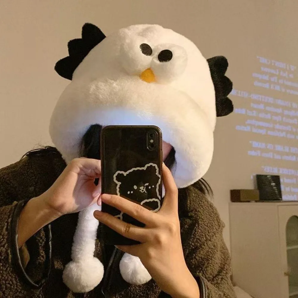 

Fashion Winter Balaclava Hat Windproof Thickened Beanies Cap Cold-proof Keep Warm Fluffy Chicken Pullover Hat Outdoor