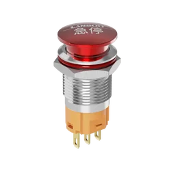 LANBOO 16mm Emergency Stop Metal Push Button 1NO1NC Latching Car Button Chroming Switch Press for Car