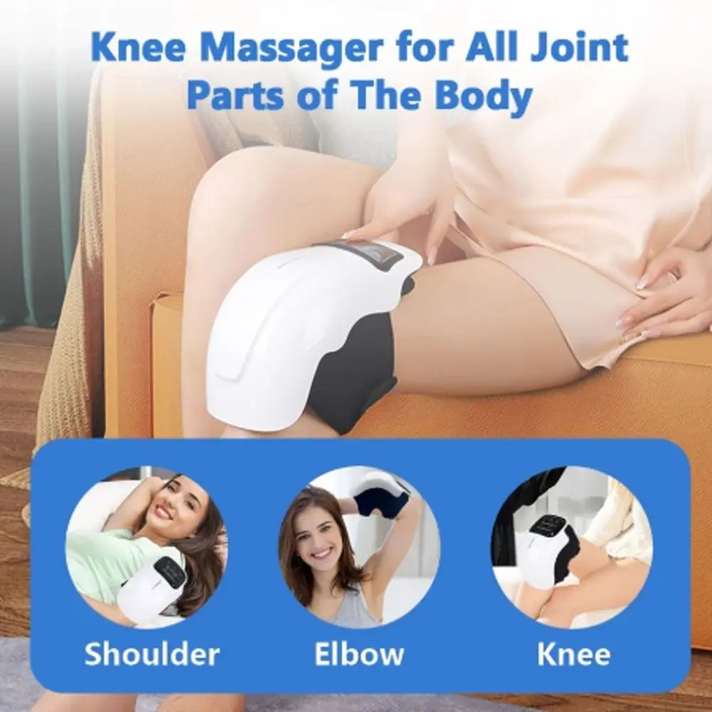 Deep Muscle Relief Electric Knee Massager Breathable Large LED Screen Cordless Massager Adjustable Strap