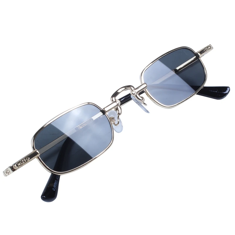 4X Retro Punk Glasses Clear Square Sunglasses Female Retro Sunglasses Men Metal Frame-Black Gray & Gold