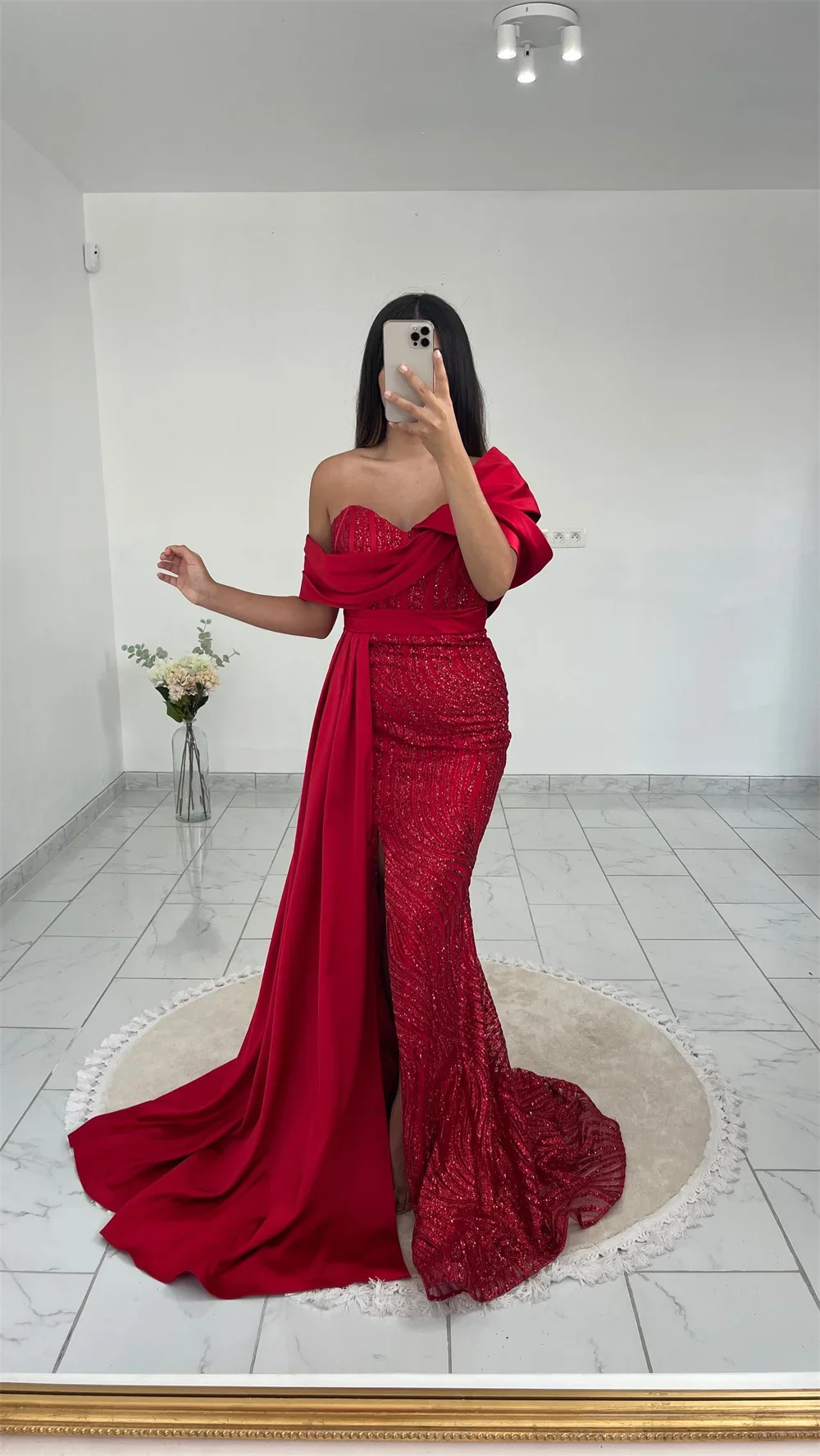 Customized Formal Gown Evening Dearin Asymmetrical Trumpet Floor Length Skirts Draped Layered Knot Bespoke Occasion Dresses Saud