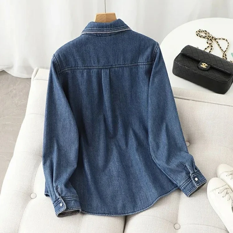 Jaket Denim tebal musim gugur musim dingin mantel Atasan lembut beludru berjajar Single Breasted Chaquetas Vintage Casaco wanita baru koboi Jaqueta