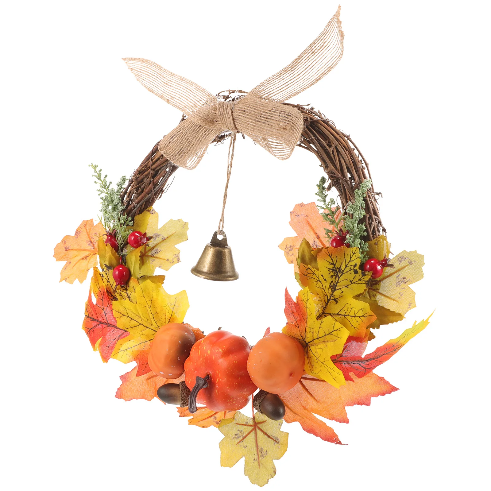 

Harvest Festival Wreath Maple Leaf Garland Autumn Decor Hanging Wreath For Thanksgiving Party Wall Fence Display Fade Resistant