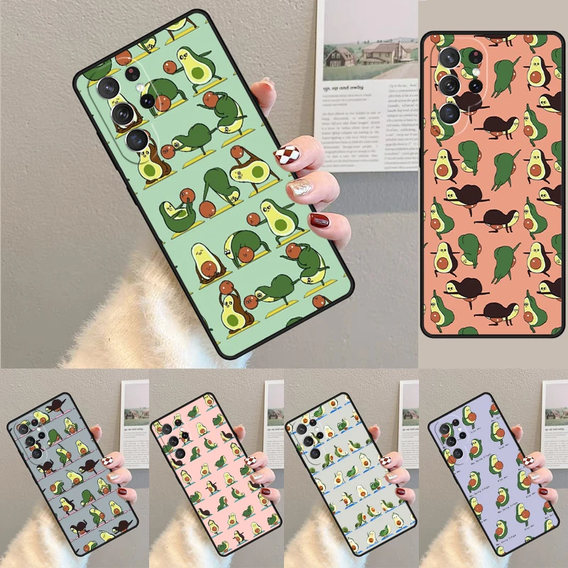 Cover For Samsung Galaxy S24 Ultra S21 S22 S8 S9 S10E Note 10 20 Plus FE S23 Avocado Yoga Funny Pattern Phone case Coque