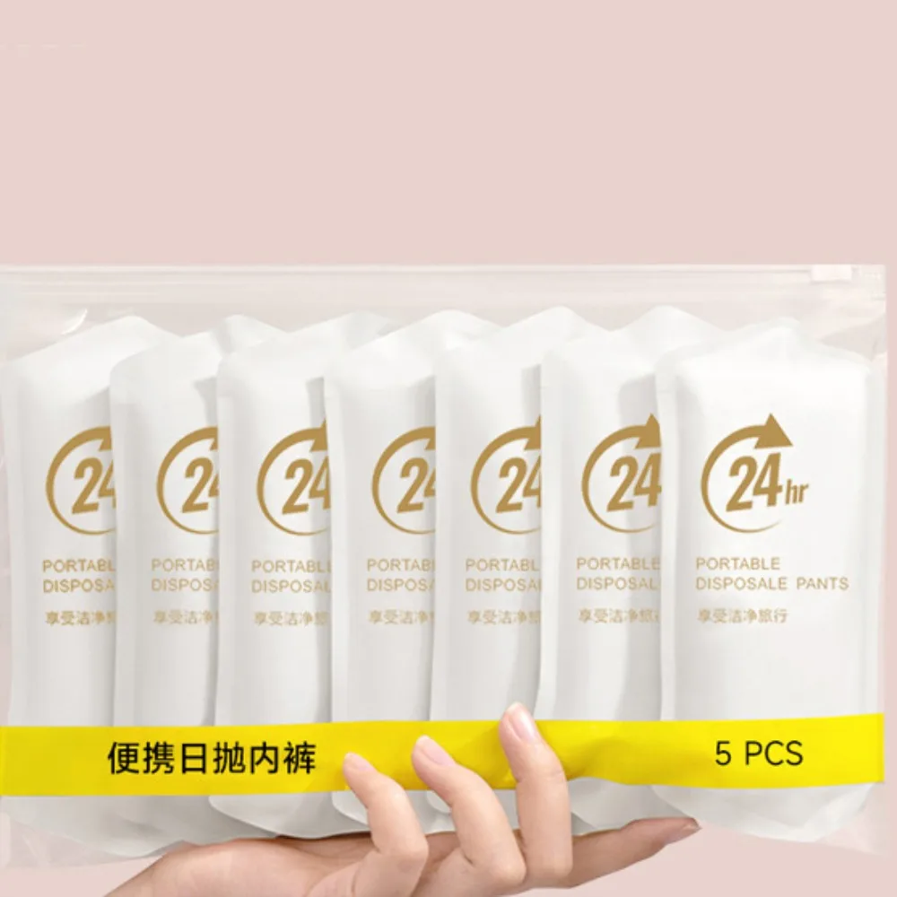 5 szt. Bezszwowe majtki damskie jednorazowe, z bawełnianym krokiem, z paskiem, o średnim stanie, bezśladowe, w dużych rozmiarach, proste majtki damskie.