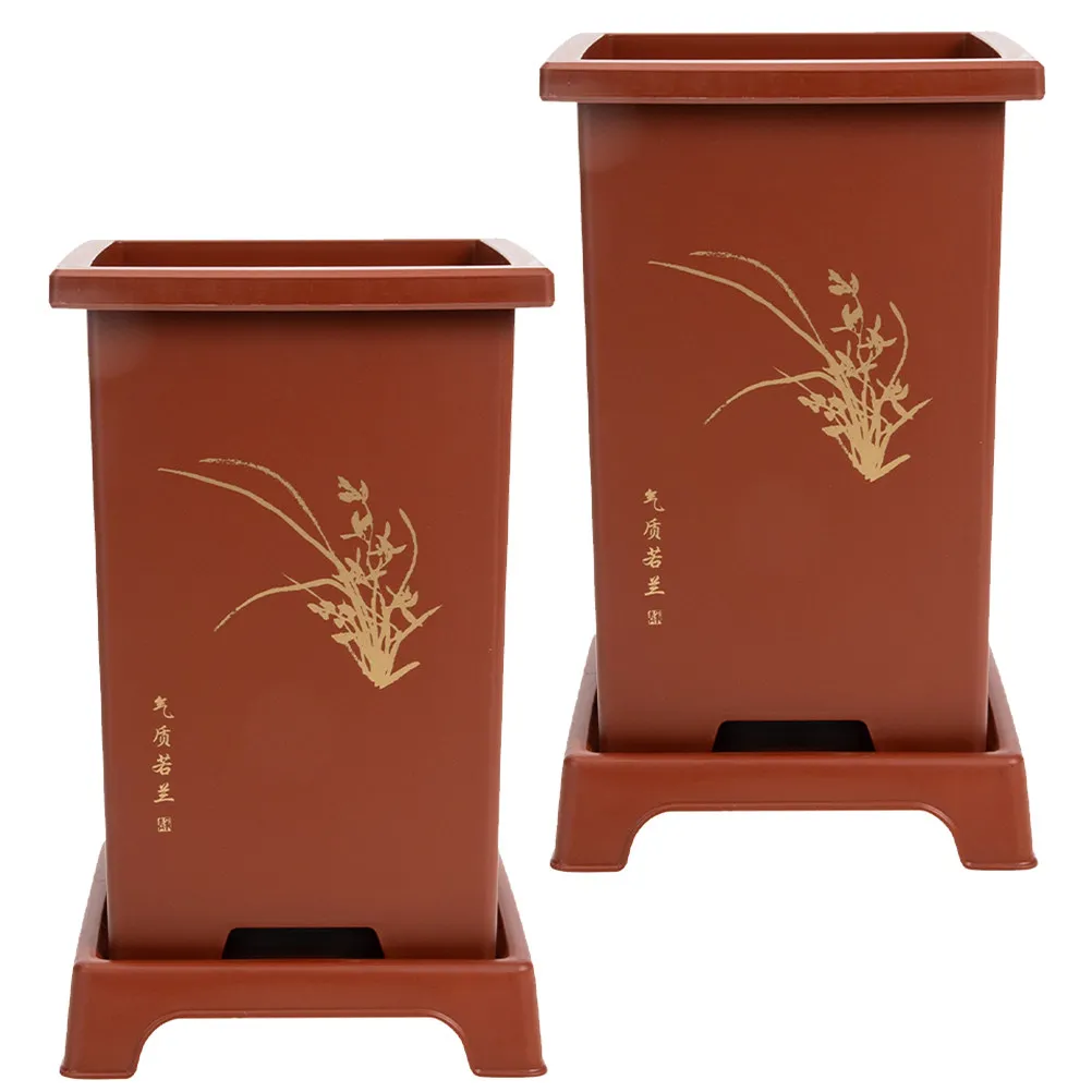 

2 комплекта простых пластиковых горшков для орхидей с дренажными отверстиями, дышащие подставки для цветов, декоративные кашпо для комнатных и уличных растений