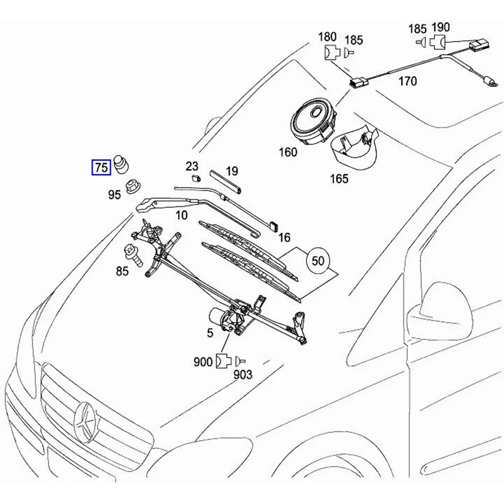 1pc For Mercedes W639 Windshield Wiper Nut Cap Cover Black Wind Screen Wiper Nut Cap Cover A6398240049