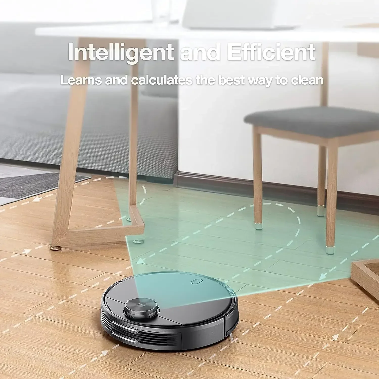 

Robot Vacuum with LIDAR Mapping Technology, 2100Pa Suction, No-go Zone, Wi-Fi Connected, Self-Charging, Ideal for Pet Hair