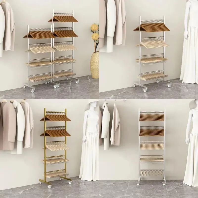 Multi-layer Floor-to-ceiling Movable Stainless Steel Hanger Storage Rack