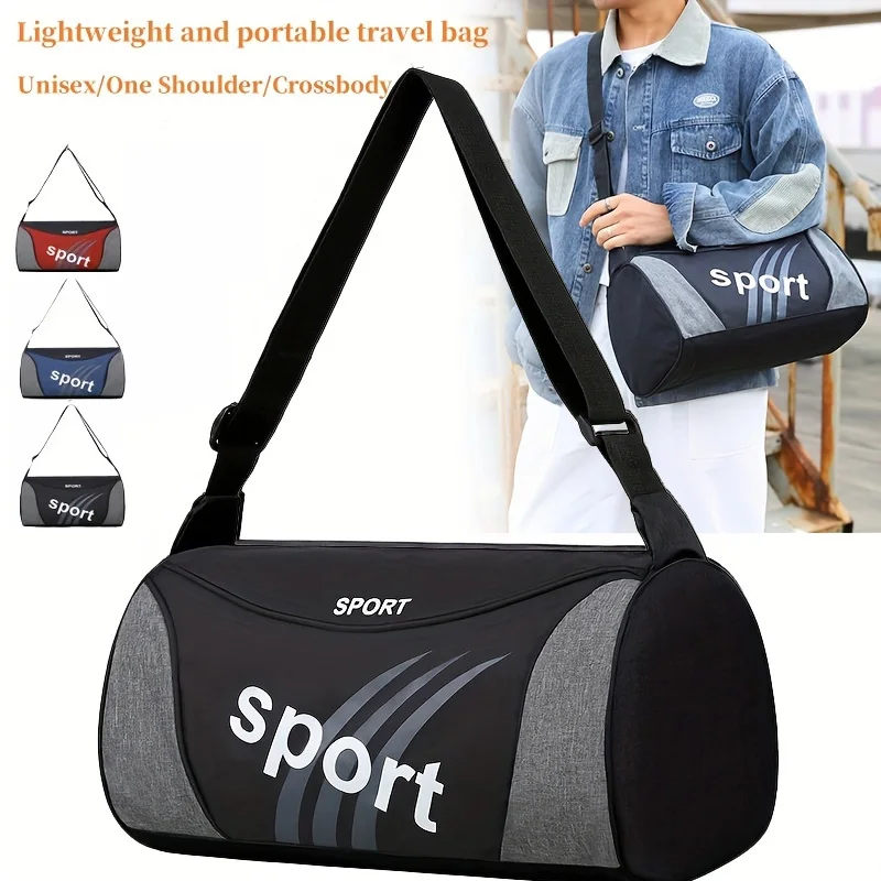 Unisex Sport Gym Bag Portable Cylinder Duffel Bag Lightweight Crossbody Shoulder Bag for Fitness Yoga Swimming Travel Workout