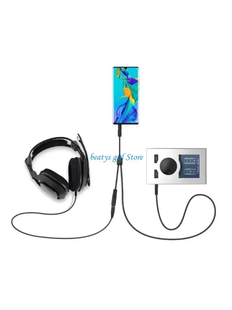 C7AB for 3.5mm 1 Female to 2 Male Adapter Cable for X Box Switch Gaming Acce