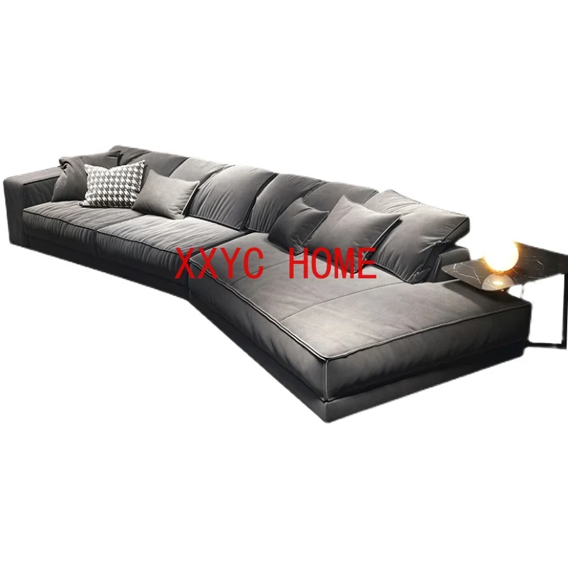 

Minimalist Large Apartment Living Room Corner Leather Modern Angle Sofa