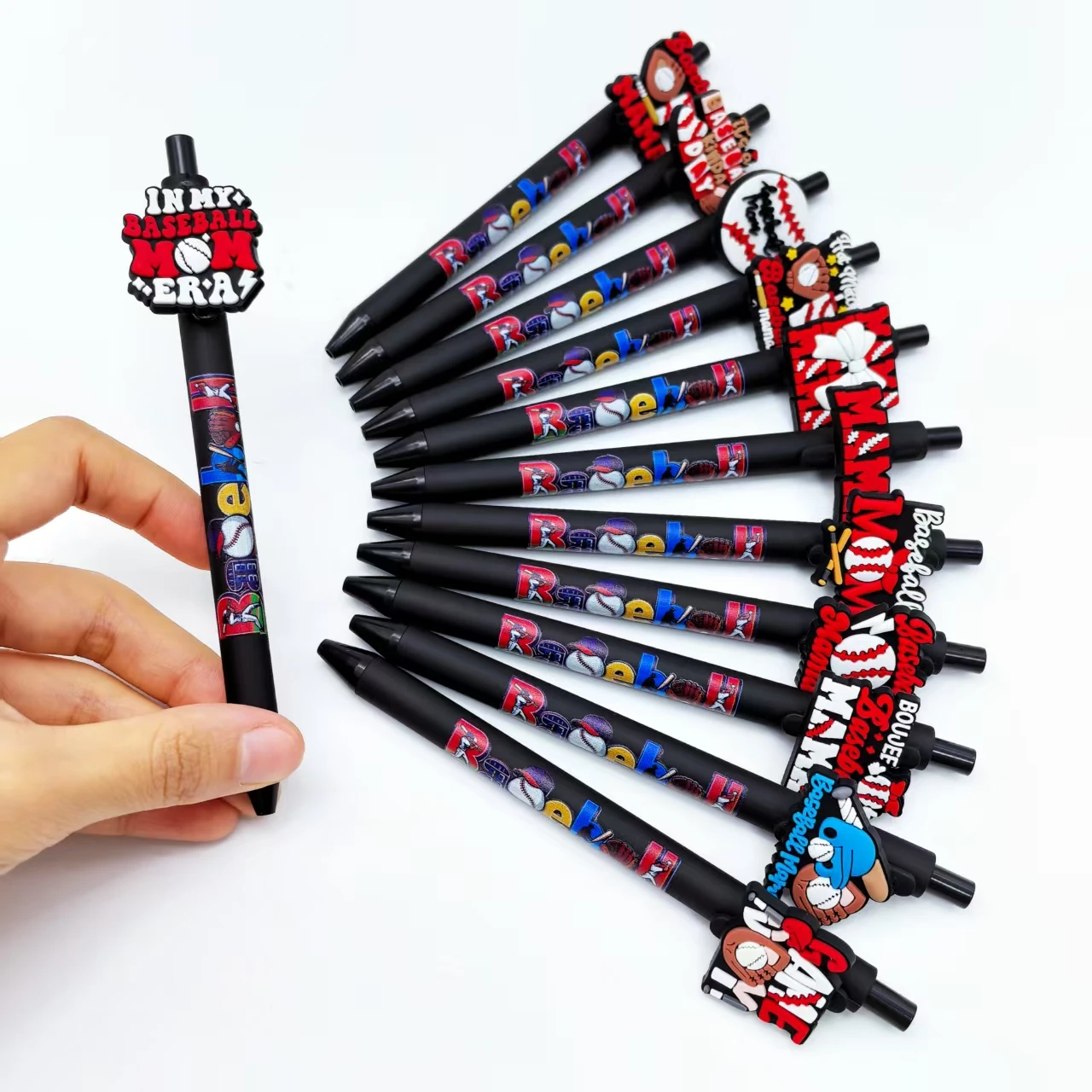 6pcs/12pcs/14pcs/20pcs baseball-themed ballpoint pens, baseball fan commemorative writing pens, office and study stationery