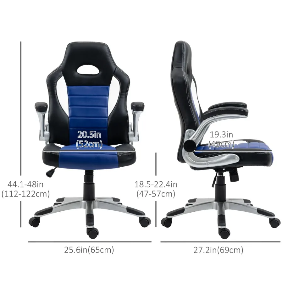 Racing Gaming Chair PU Leather Office Chair Executive Computer Desk Chair with Adjustable Height, Flip Up Armrest, Swivel Wheel view 2