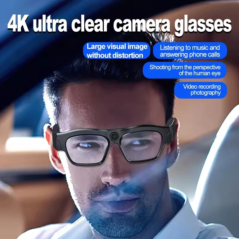 

Bluetooth-очки, видеоочки высокой четкости 4K, видеокамера для велосипеда, мини-камера для спортивных очков, солнцезащитные очки