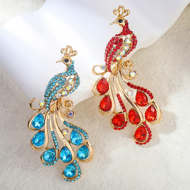 Fashion Rhinestone Peacock Brooches For Women Clothing Coat Jewelry Party Accessries Gifts image 3