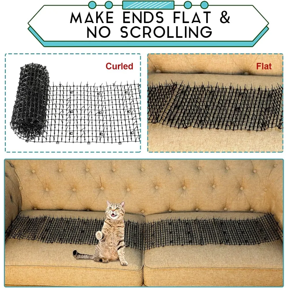6.5ft Cat Repellent Mat Spikes Deterrent Mat Keep Dog Off Couch for Indoor Outdoor Keep Pet Off Yard Garden, 79 X 12 Inch/1 Roll