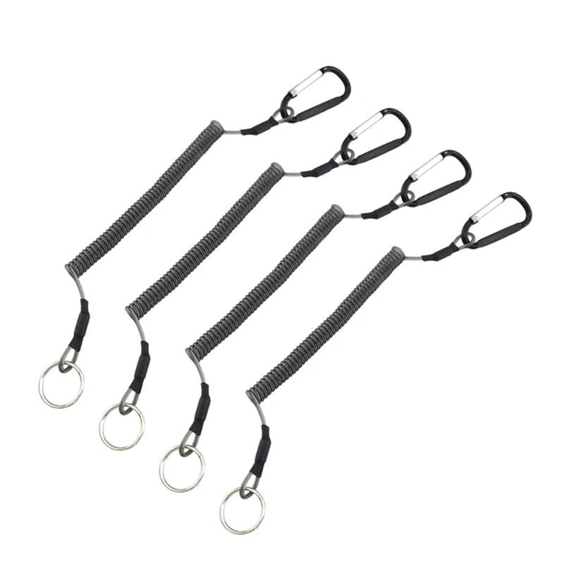 4Pcs Fishing Lanyards with Carabiner Coiled Lanyards Tool Retractables Safe Rope